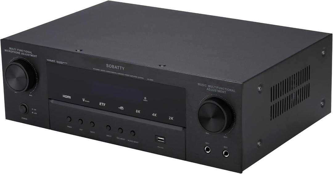 7.1 Channel AV Receiver | Audio Amplifier with Subwoofer Output, Bluetooth Streaming | Surround Sound System for TV, Home Stereo Receiver for Home Theater.