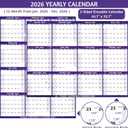 2 x 2026 Dry Erase Calendar  Large Yearly Wall calendar 2026, 33.7'' x 45.1'', 2-Side Reversible Calendar 2026, Vertical/Horizontal, Jan 2026  Dec 2026, 2026 Wall Calendar with Notes, Stickers - Purple