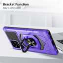 Heavy Duty Protection Case for Samsung Galaxy S22 Ultra Phone Case with Built-in Screen Protector, Military Grade Shockproof 360 Degree Metall Ring Kickstand Travel Cover Shell (Purple)