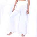 LOFBAZ Women's Wide Leg Palazzo Pants Yoga Lounge Hippie Harem Flowy Trousers (White, S)