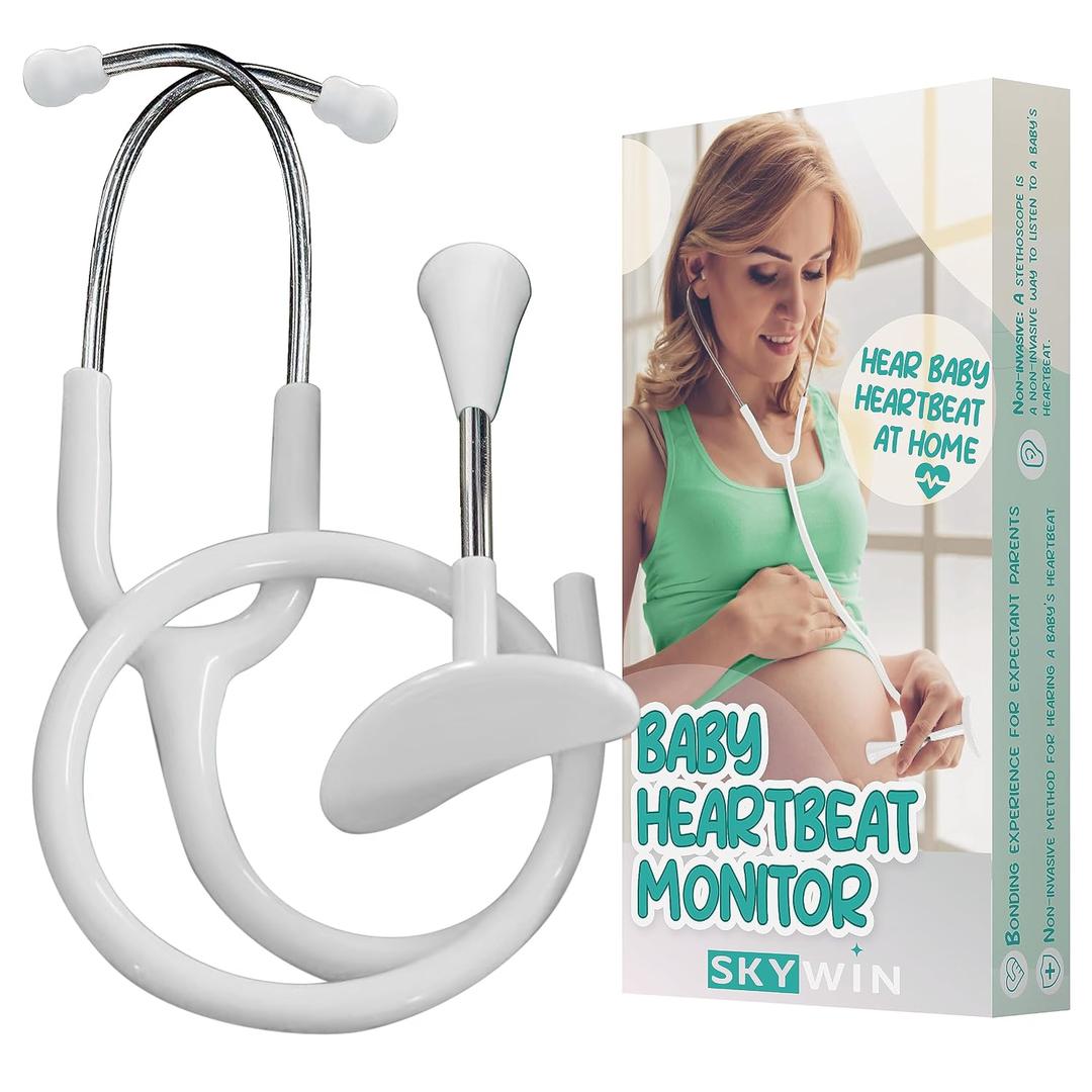 Skywin-Fetal Heartbeat Monitor, Fetoscope Heart Beat Monitors for Pregnancy Detection - 24 Weeks, Baby Heartbeat Monitor Pregnancy, At Home Fetal Heartbeat Monitor with the Stethoscope (White)