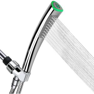 YOO.MEE LED Thermometer Handheld Shower Heads, Water Powered Light to Display Fahrenheit, Special for Skin Showering, Child and Pet Shower, Shower Accessories w/ 79'' Hose, Bracket, Polished Chrome