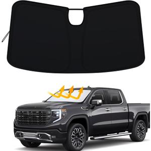 Windshield Sun Shade for 2022-2026 Refreshed Chevy Silverado 1500/GMC Sierra 1500, 2024-2026 Silverado/Sierra 2500HD 3500HD Front Windshiled Sun Visor UV Protection Foldable Sunshade