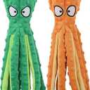 HGB Squeaky Dog Toys - Octopus No Stuffing Crinkle Plush Large Dog Toys to Keep Them Busy for Puppy Teething Chewing, Pet Supplies for Small, Medium, and Large Breeds, 2 Pack (Octopus Yellow & Green)