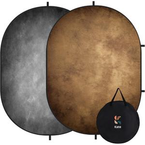 Kate 5x6.5ft Collapsible Backdrop Pop Up Photo Backdrops Grey Brown Portable Background for Portrait Photography, for Video, for Live Stream (CB02)