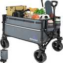 Collapsible Wagon Cart with Wheels Foldable - Folding Utility Heavy Duty Wagons Carts for Grocery Sports Garden Shopping Camping Grey (120L, Gray)