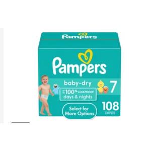 Pampers Baby Dry Diapers, Size 7, 108 Count - 100% Leakproof