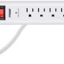6 Outlet Surge Protector Power Strip with Low-Profile Plug with 8ft Cord, 1000 Joules, White