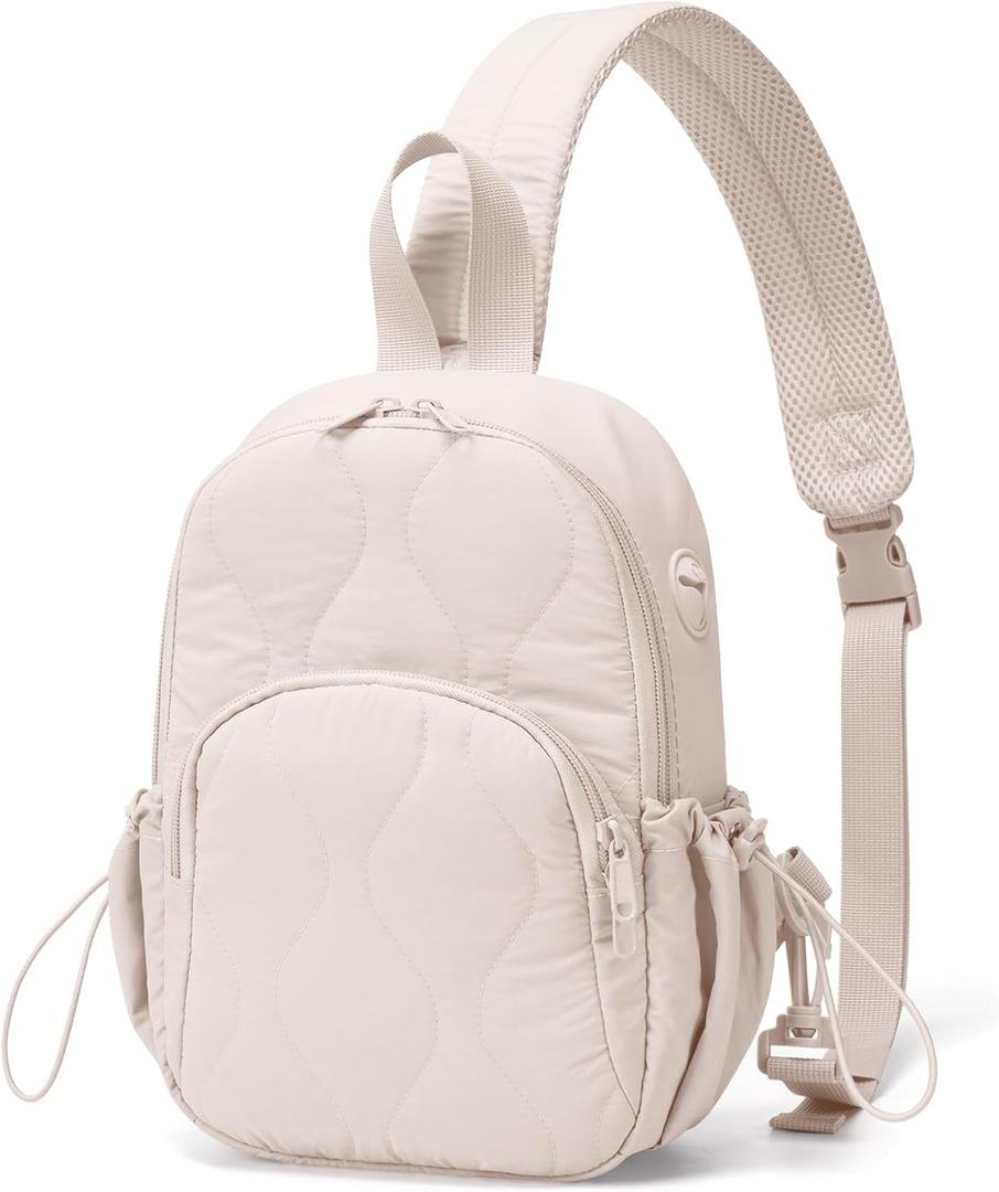 JUNGYOON Featherweight Sling Backpack for Women – Stylish Crossbody Bag & Adjustable Shoulder Bag for Commute, Travel & Daily Adventures | Ultra-Light Design, Multi-Functional Pockets(Beige-Small)
