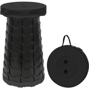 Camping Stool Portable Collapsible Stool Retractable Stool Folding Chair Outdoor Telescopic Stool Capacity 400lb Lightweight for Fishing Hiking Trips BBQ Stool Black