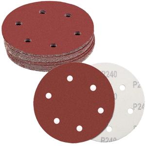 9 Inch 6 Hole Hook and Loop Abrasive Sandpaper, 30 Pcs Drywall Sander Sanding Discs, 5Pcs Each of 80 100 120 150 180 240 Grits