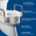 Bemis Rise 4.5" Raised Toilet Seat with Support Handles, Hinges Never Loosen, Fits Round and Elongated