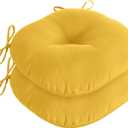 downluxe Bistro Chair Cushions for Patio Furniture, Water-Resistant Round Outdoor Chair Cushions Set of 2 with Non-Slip Ties, 15" x 15", Yellow