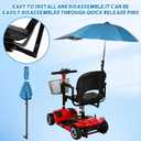 Sunshade Canopy for Mobility Scooters, Adjustable Height Sun & Rain Protection Umbrella, Foldable Scooter Canopy Works with Scooters/Power Chairs Equipped 1" x 1" Hitch Receiver