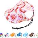 Dog Sun Hat Baseball Cap for Small Dog with Ear Holes Adjustable Drawstring Waterproof UV Protection Heart Pink, S