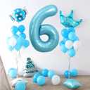 Pearlescent Blue Number 9 Balloon 40 Inch, 9 Balloon Number, 9th Birthday Decorations, Pearlescent Blue Party Supplies for Boys Girls
