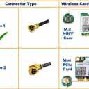 Eightwood WiFi 6 6E Antenna Tri-Band 2.4GHz 5GHz 6GHz + 10in PR-SMA Cable + Computer Slot Bracket for M.2 NGFF Intel Wireless Network Card