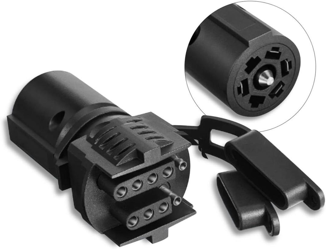 BFXM Trailer Plug Adapter 7 Way Round to 4 and 5 Flat Blade Trailer Connector Plug,7 to 5 Pin and 4 Pin Trailer Plug Adaptor 2-in-1 Design