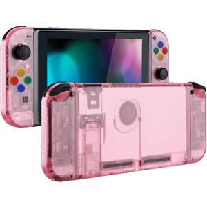 eXtremeRate DIY Replacement Shell Buttons for Nintendo Switch, Back Plate for Switch Console, Housing with Colorful Buttons for Joycon Handheld Controller - Clear Cherry Pink [No Electronics Parts]