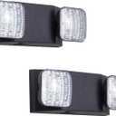 GZRUIYANG Emergency Lights with Battery Backup, LED Commercial Emergency Lighting Fixtures Two Head Adjustable, UL 924 Certified, Hardwired Emergency Exit Light for Business - 2 Pack(Black)