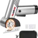 Cordless Electric Scissors - Smart Display & 4-speed Settings, Rechargeable Cardboard Cutter Electric for Fabric, Leather, Padding & Cardboard - Grey