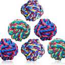 Pet Chew Toy, Knots Weave Cotton Rope, Biting Small Ball for Dogs & Cats, 6 in One Pack