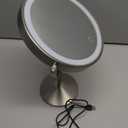 Gospire 8" Lighted Makeup Mirror with Magnification 10X/1X, 3 Color Lights & Dimmable Lighting, 360 Rotation Double Sided Rechargeable Cordless Vanity Cosmetic Standing LED Mirror for Makeup