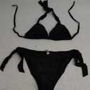 Women Halter Bikini Set - Two Piece Triangle Swimsuit Tie Bathing Suit 2025 Cute Swimwear (Medium, Black)