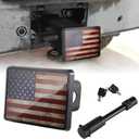SINGARO Tow Hitch Cover, Heavy American Flag Metal Trailer Hitch Cover for 2 Inch Receivers, Ideal for Truck Accessories with 5/8-Inch Pin Diameter Trailer Hitch Lock (ABS)