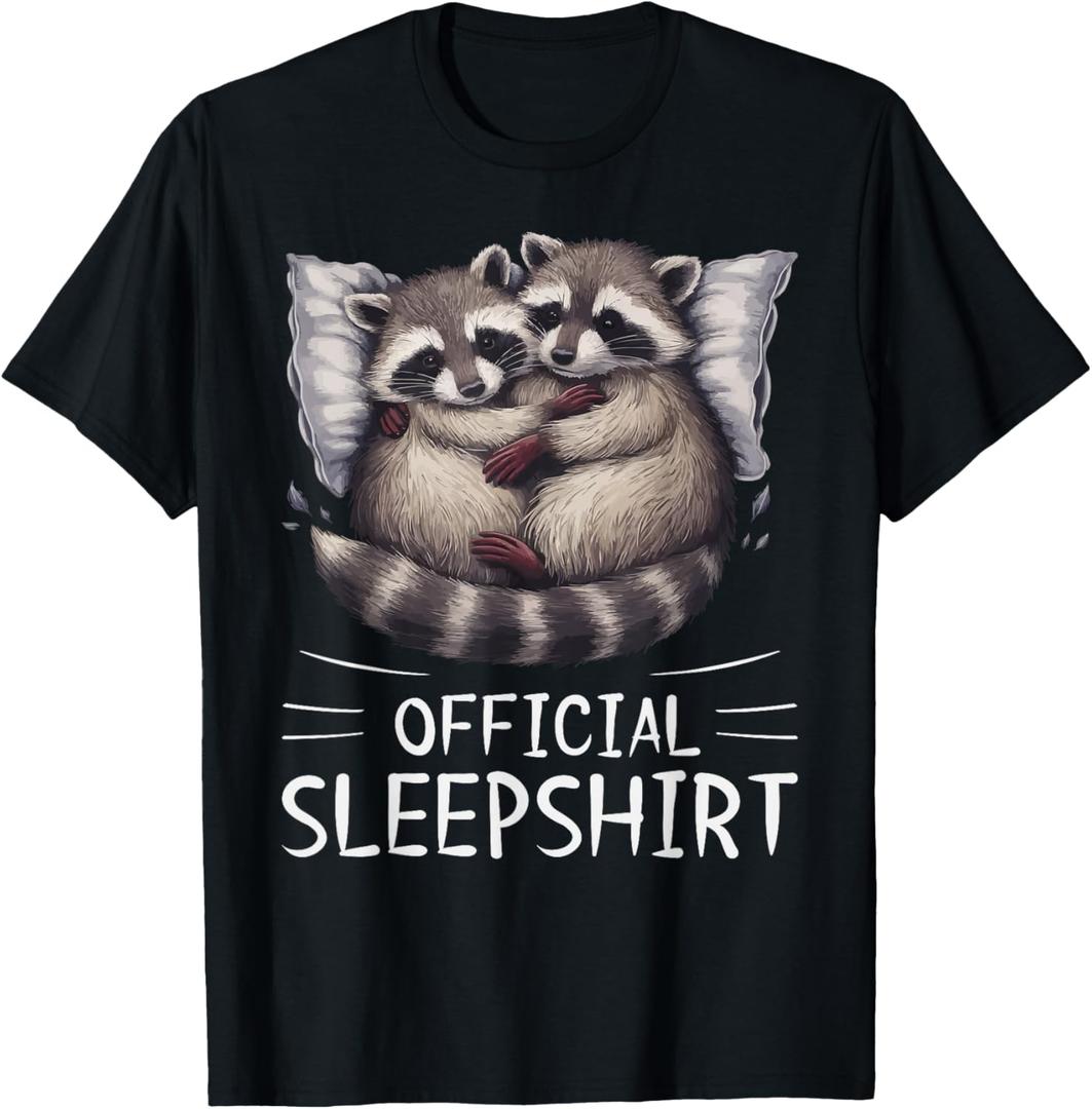 Official Sleepshirt Raccoon Pajamas Racoon T-Shirt, Size S