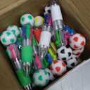 Kosiz 24 Pack Soccer Party Favors Sport Pen Multicolor 4 in 1 0.5mm Ballpoint Pen for Office Sport Lover Novelty Gifts Goodie Bags Stuffers