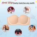 Strapless Bandeau Bras for Women Push Up Sticky Bra with Non-Slip Tube Top Seamless Invisible Bralette (Black)