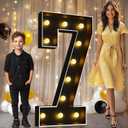 Pooqla 4 FT Light Up Marquee Numbers, Black Marquee Number Lights 4 Feet Tall for 7th 17th 70th Birthday, Giant Letter Big Mosaic Numbers for Balloons Party Anniversary Wedding Decorations, Number 7