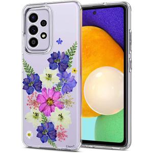 Unov Case Compatible with Galaxy A52 4G and 5G Clear with Design Soft TPU Shock Absorption Slim Embossed Pattern Protective Back Cover Galaxy A52 4G/5G (Very Peri Bouquet)