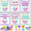 Heart Shape Squishies Valentines Day Cards Gifts for Boys Girls Classroom Exchange, 24 Packs Valentines Day Heart Shape Squishies with Cards for Kids School Party Favor