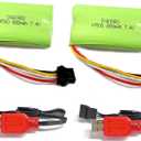 7.4V 800mAh Rechargeable Battery with SM-4P Plug and Charger Cable Compatible with Some Water Ball Blasters and DE85 RC Cars/JF-71A 2-Pack Battery