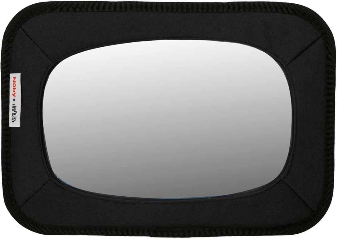 Nuby x Safe in the Seat Backseat Baby Mirror - Shatter-Resistant Car Mirror with Tether Anchor Strap - Fits Most Headrests for Rear-Facing Baby Monitoring