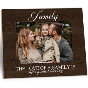 Family Picture Frame Gifts - Family Photo Frame, Mother Father Grandparents Gifts, The Love of a Home Is Life's Greatest Blessing Wooden Picture Frame 5x7 for Tabletop or Wall Hanging