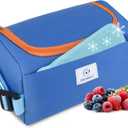 Genteen Small Cooler Bag with Ice Packs,Freezable Lunch Bag Snack Bag,Small Insulated Bag Reusable Lunch Bag Kids with Zip Closure & Buckle Handle for Travel/School/Work,Blue
