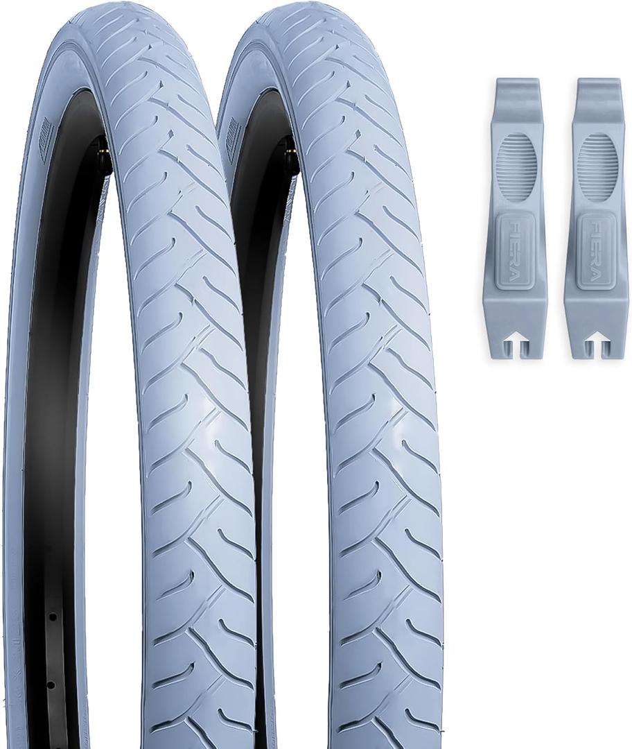 26"x2.125" Bike Tires +Lever - Fits Beach Cruiser, E-Bike & Mountain Bikes, MTB, Non-Foldable, Puncture Resistant