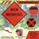 MorningRo 36" x 36" MUTCD TTC Compliant Safety Orange Mesh, Rollup Traffic Control Sign Non Reflective Fluorescent Vinyl Orange MEN WORKING Metal Sign, Fiberglass Cross Ribs for 36"