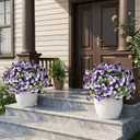 32 Pcs Artificial Pansy Flowers for Outdoor Faux Silk Spring Flowers for Outside, Realistic Pansies for Window Box, Planter, Front Door, Porch and Garden Home Decor (32, Light Purple,White,Purple)