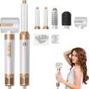 7 in 1 Hair Dryer Brush, Professional Hot Air Styler, 110000 RPM High-Speed Blow Dryer with Negative Ions for Fast Drying Curling Straightening Volumizing Versatile Hair Styling Tool (White)
