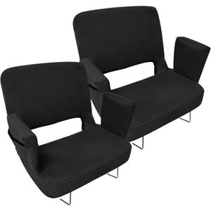 TOPSKY Stadium Seat with Back Support, Extra Wide 21.2Width (Seat 19.5), 3 Reclining Positions, Wide Bleacher Seats with 2 Hook, Picnic Seat (2pcs Black)