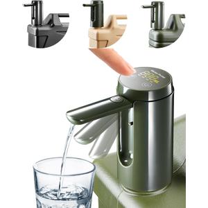 Automatic Touch Control Water Pump,Only for 5 Gallon,4.8, 3.5, 3.2Gal Camping Water Containers, Green Portable Foldable Helical Water Faucet,Type-C Rechargeable Water Dispenser for Outdoors Hiking