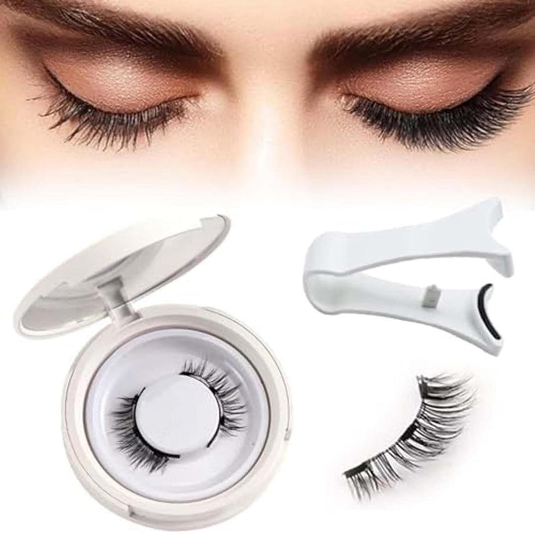 Magnetic Eyelashes with Applicator, 2 Pairs Reusable Magnetic Eyelashes, No Glue Needed False Lashes Natural Look, Easy to Wear and Remove (Magnetics eyelashes kit style #02)