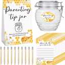 Roowest Baby Shower Advice Cards for New Parents to Be - Tip Jar Sign for New Parents 60 Parenting Advice Cards 10 HB Pencils 2 Cute Stickers 1 Pet Bottle for Guests Games (Honey)