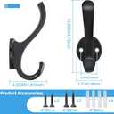 6 Pack Coat Hooks Wall Mount Heavy Duty Utility Retro Double Hooks for Hanging Coats,Hat, Towel, Key, Robe, Scarf, Bag, Cap (Black)