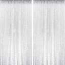 2 Pieces White Glitter String Curtains, 39x79 Inch Doorway Beads Curtains, String Curtain for Doorway, Room, Closet Partition, Windows Wedding Party Boho Tassel Home Decoration