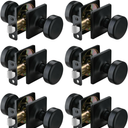 5 Pack Black Door Knobs with Square Rosette,Pismo Passage Door Knob for Hall & Closet,Non-Locking Interior Door Knobs